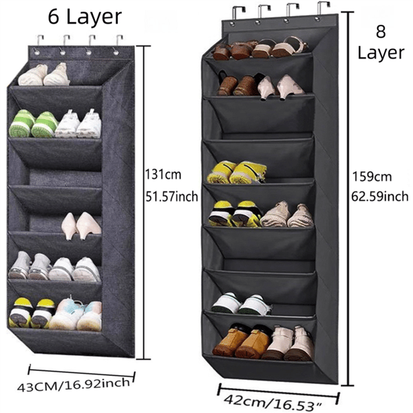 8-Tier Hanging Storage Organiser – Small Space & Home – Grey