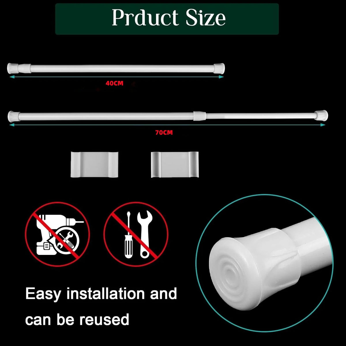 Adjustable RV Cabinet Storage Rails – 2 Pack (40–70 cm)